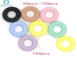 Kovict 50100150pcs Yuvarlak silikon teether boncuklar bebek diş çıkarma yüzüğü 43mm gıda sınıfı kolye oyuncak 2108124339852