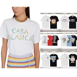 2024 Casablancas luksusowa męska koszulka moda moda swobodny koszulka letnia okrągła szyja Absorbent krótki rękaw