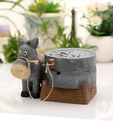 Donkey Pull Cart Stone Mill Miniature Fairy Garden Home Hus Dekoration Mini Craft Micro Landscaping Decor DIY Accessories6812742