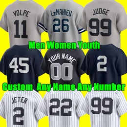 2024 Custom S-4xl Aaron Judge Baseball Jersey Juan Soto Gerrit Cole Anthony Rizzo Derek Jeter DJ Lemahieu Josh Donaldson Yankee Stanton Torres Men Women Youth