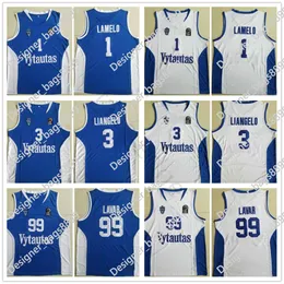 NCAA Wholesale Lithuania Vytautas #1 LaMelo Ball Jersey 3 LiAngelo Blue White Stitched 99 Lavar Ball Basketball Jerseys Mix Order