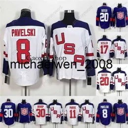 Gaoxin Weng World Cup Blank Team USA Hockey Jerseys 8 Joe Pavelski 11 Zach Parise 17 Ryan Kesler 20 Suter 30 Ben Bishop World Cup of Hockey Jersey