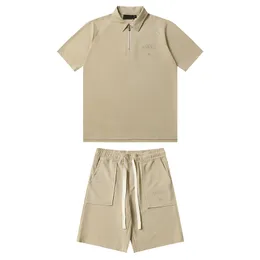 24SS USA Men's Arc Letter 3D Silicone Logo Polos Cotton T Shirts Summer Short Pants Passar Casual High Street Tee Shorts Tracksuit Säljs separat 0601