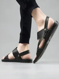 샌들 로마 쿠로 비치 샌들 리아 Hombre Piel Sandal Summer Casa Verano Men Sandalle 슬라이드 Rasteira Erkek 작업 가죽 Sandale He6960228