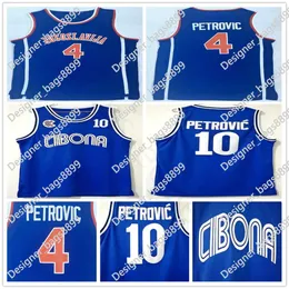 NCAA Jugoslavija Yugoslavia #4 Jersey Blue #10 Cibona Drazen Petrovic Basketball Jerseys Shirts Mix Order