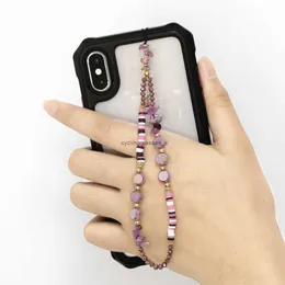 2024 Hot selling crystal soft ceramic phone strap DIY beaded stone gravel chain MSA070