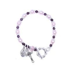 Beaded Bracelet Croix En Cristal De Perle Rose Perles Fait Main Sainte Mre Dieu Drop Delivery Jewelry Bracelets Dhqs3