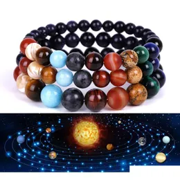 Beaded Quality 8Mm Stone Eight Planets Bracelet Night Sky Starlight Milky Way Handstring Fashion Drop Delivery Jewelry Bracelets Dhbwa