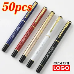 50st. Annonsering Business Pen Custom Metal Ballpoint Pen Graved Company Name Stationery Gift Pen Pen School Office Wholesale 240520