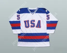 Custom 1980 Miracle On Ice Team USA Mike Ramsey 5 Hockey Jersey Top S-M-L-XL-XXL-3XL-4XL-5XL-6XL