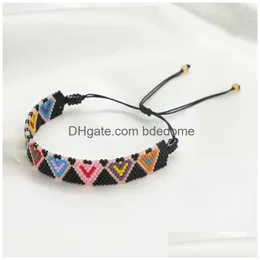 Charm Bracelets Go2Boho 하트 팔찌를위한 겨울 PSERA FEMME 수제 짠 보석 미유키 구슬 여자 선물 선물 DROP DERPLED DHXPG