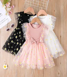 Baby Girl Princess Dress Cartoon Short Puff Tulle Sleeve With Bow Flower Print Summer Puffy For Halloween Party Costume1067954