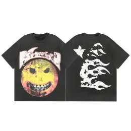 HellStart Shirt Designer T Shirt Vintage Street Graffiti High Street Wyściełana bluza Hiphop Tshirt Bluza Bluzy krótkie rękawie oddychające ubrania Hellstart
