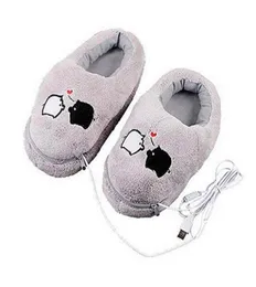 2714cm Electric Heat Slipper USB Gadget Cute Grey Piggy Plush USB Foot Warmer Shoes heated slippers2983995