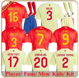 24 25 Euro Cup Spagna Soccer Soccer Jersey Morata Ferran Asensio 2024 Shirt da calcio della squadra nazionale spagnola 2025 uomini Kit per bambini che si mette a casa camisetas Espana Rodri Olmo Ansu Fati