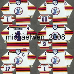 Gaoxin Weng Kansas City Scouts Jersey 1 Denis Herron 4 Steve Durbano 9 Wilf Paiement 17 Simon Nolet 1975 Custom HoceKy Jerseys