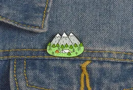Enamel Three Finger Snow Peak Brooches Alloy Mountain Commemrative Outdoor Pins For Women Men Cowboy Backpack Badge Brooch Accesso9212559