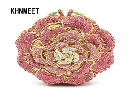 Evening Bags 5 Color Luxury Candy Multicolor Flower Crystal Chain Clutch Bag Golden Diamond Wedding Women Party Purse SC5893074320
