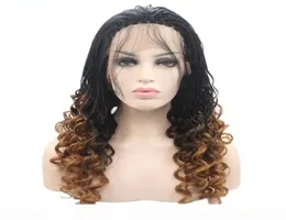 Высококачественные Ombre Brown Hair Short Curly Braids Wig 16quot Africa Women Style Box Craid Wig Полный синтетический кружевные парики с 5840187