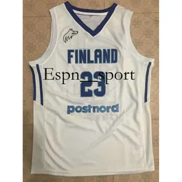 T9 23 Lauri Markkanen Finland National Team Basketball Jersey Blue, White eller Custom någon spelare för alla namn Brodery Men -tröjor