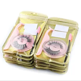 100% 3D Mink Make -up Cross False Eyelashes Eye Wimpern Erweiterung handgefertigt Nature Wimpern 10 Stile passen Pinzetten und Pinselbox Geschenk an