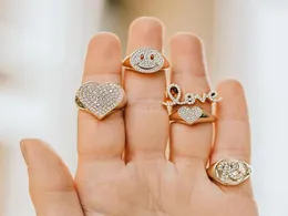 Real 925 Sterling Silver Rings Simple Letter Love Love Charm Ring with Zircon For Women Fine Silver Jewelry Engagement Wedding 5961816