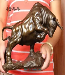 Duży rozmiar brązowej kawy Wall Street Fierce Bull Ox Figure Statua 14quotlong3691885