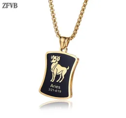 ZFVB Aries Taurus Gemini Cancer Leo Virgo Libra Scorpio Pisces Aquarius 12 Constellations Netclaces Stainless Steel Pendants Men212707018