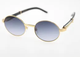 Modedesign Weiß in schwarzem Büffelhorn Sonnenbrille Metallmaterial Unisex 51551348 Sonnenbrillen rundem Rahmen Größe 5522135mm6651810