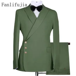 Fanlifujia 2024 спроектированные боковые кнопки Blazer Fashion Men Suits Формульный костюм Homme Style Groom Wedding Tuxedos 240530