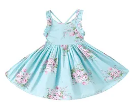 Baby Girls Dress Brand Summer Beach Style Aline Floral Print Party Backless Dresses For Girls Vintage Toddler Girl Clothing Lovel6658730