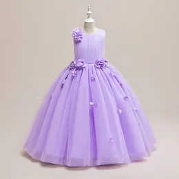 Eleganti abiti da festa di fiori per feste per bambini costume natalizio tulle bambini abito da damigella d'onore per abito da sera formale per matrimoni 240530