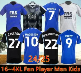 2324 Jerseys de futebol de Leicester Barnes Vardy Daka Maddison Iheanacho Ayoze ndidi Lookman City Home 2023 2024 Vardy Football Uniforms Men Kit Conjunto de kit