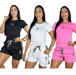 Sommer Neue Designerin Frauen Tracksuits Luxus Casual Sports Anzug T-Shirt Shorts 2 Stück Set Sportanzug Prägesing