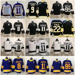 REVERT RETRO PURPLE 11 Anze Kopitar Hockey Jerseys 8 Drew Doughty 22 Kevin Fiala 99 Wayne Gretzky 9 Adrian Kempe Black Jersey Alternate Mens Classic C Patch