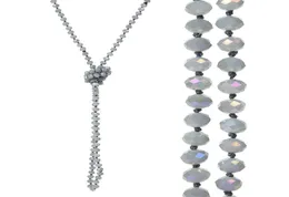 8 mm lång sträng knuten fasetterad glaspärlor halsband glittrande handgjorda multi -skiktsträngsuttalande halsband med knutar mellan 9105597