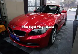 Högkvalitativ glansig röd godis metallisk vinyl wrap bilklistermärken bubbla för motorcykelskoterfilm wraps storlek 15218m6575570