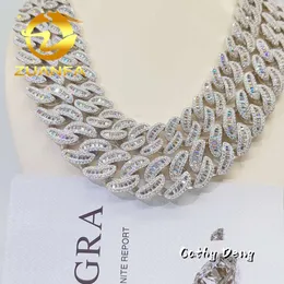 Zuanfa: 18mm/22mm Sterling Silver Moissanite Cuban Link Chain Iced