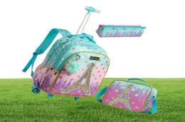 School Bags Rolling Backpack Bag Wheeled For Girls SchooTrolley Wheels Kids Travel Luggage Trolley6988191