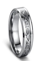 Siver Dragon Inlay Tungsten Carbide Ring Punk Style Mode Schmuck traditionelle Kultur Drachen Ring 8mm breit S für Paare Amerika 5625883