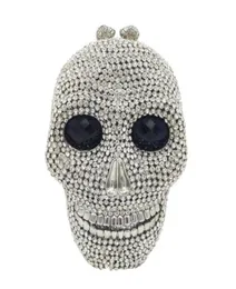 Boutique de Fgg Halloween Novelty Funny Skull Clutch Women Women Silver Evening Bags Party Cocktail Crystal Bolsres and Bolsa 2202112256163