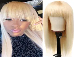 613 Blonde Brazilian Straight Human Hair Wigs с полным челком Made Made Wig 130 150 180 Remy 824inch6100925