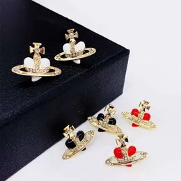 Viviannes Westwoods Earrings Western Dowager Style Threedimensional Love Saturn Shaped Diamond Embellishments Elegant Girl Earr