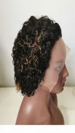 Colored 1B 27 Pixie Cut Curly Glueless Human Hair Lace Front Wigs For Black Women 13x4 Honey Blonde Highlight Brazilian Remy Short4787817