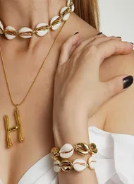 أزياء Puka Gold Cowrie Sea Shell Necklace for Women Girl مجموعة بوهيمية صدف