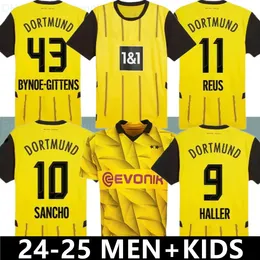 Haller 축구 유니폼 24 25 컵 리우스 2023 2024 보루시아 축구 축구 톱니 셔츠 Neongelb Hummels Brandt Dortmund 남자 아이 스페셜 키트 All Black Maillot de Foot