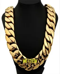 Luxury Mens 316l Rostfritt stål Heiten 32mm 23mm Bredd16quot28quot Hip Hop Heavy Cuban Gold Chain Fashion Heiten Jewelry 281806550