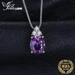 Pendenti gioielli di palazzo viola ovale creato alexandrite sapphire 925 sterling argento collana a ciondolo gemma non catena