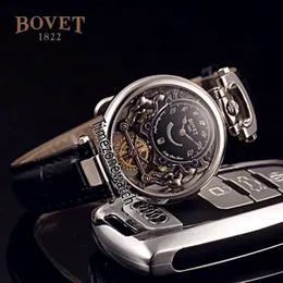 Bovet Swiss Quartz Mens Watch Amadeo Fleurier Steel Sceleton Black Dial Watch Watch Black Leather Bests Watches Cheap TimezoneWatch E0 293V