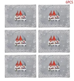 6pcs Gnome Swedish Tomte Doll Christmas Placemats Table Mats Heat Resistant Kitchen Tablemats Kids Dining Home Decoration C01166579509696